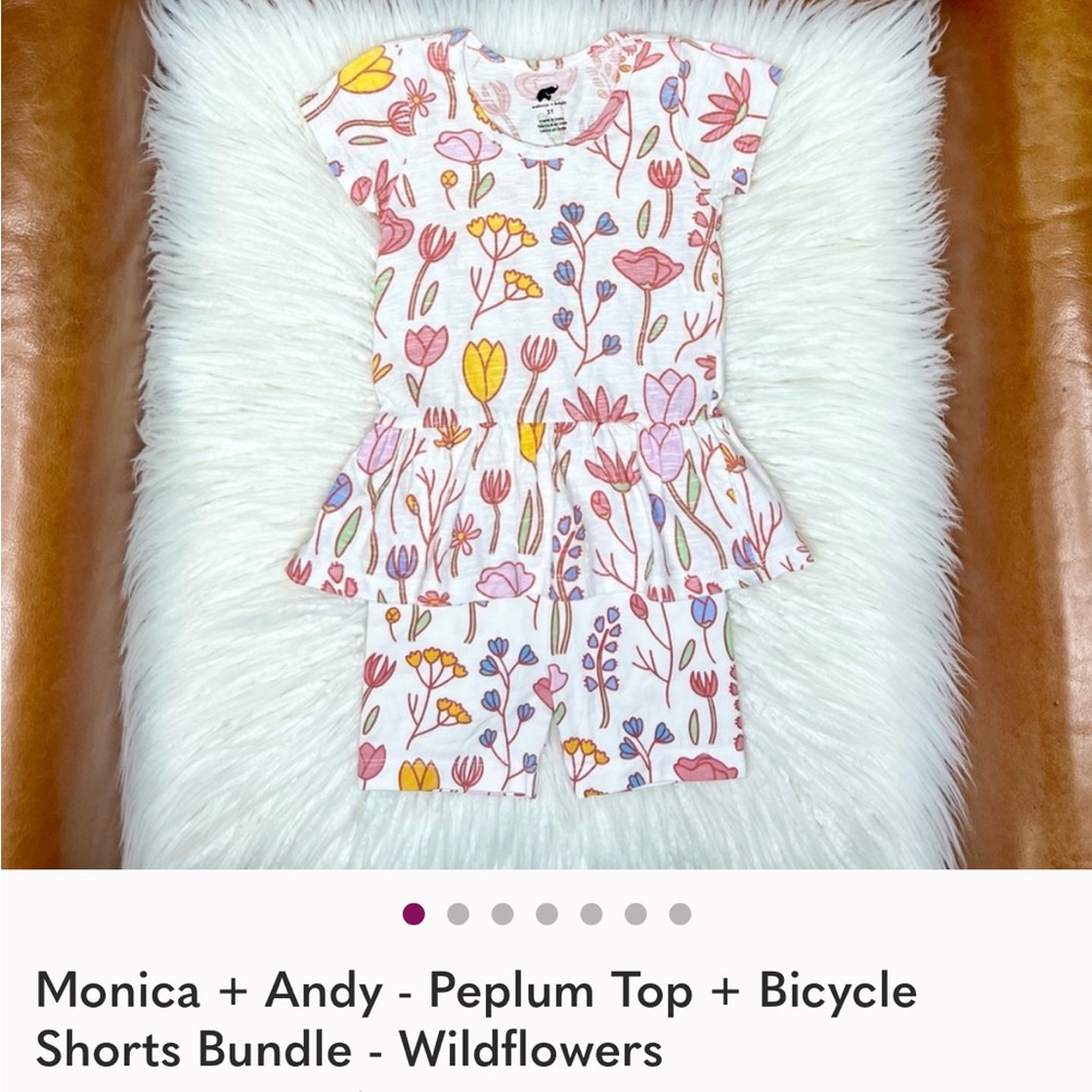 Monica + Andy - Peplum Top + Bicycle Shorts Bundle - Wildflowers